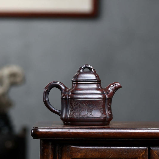 Handmade Yixing purple sand teapot, crafted from raw ore iron red sand, ideal for kung fu tea sets.