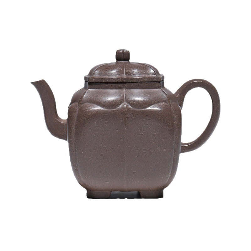 Handmade Yixing purple sand teapot with a unique shape, crafted from original purple sand by skilled artisans.