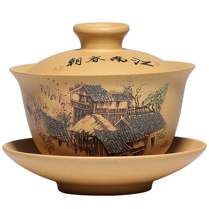 249CC盖碗三才大号紫砂泡茶碗茶杯家用手工泡茶器