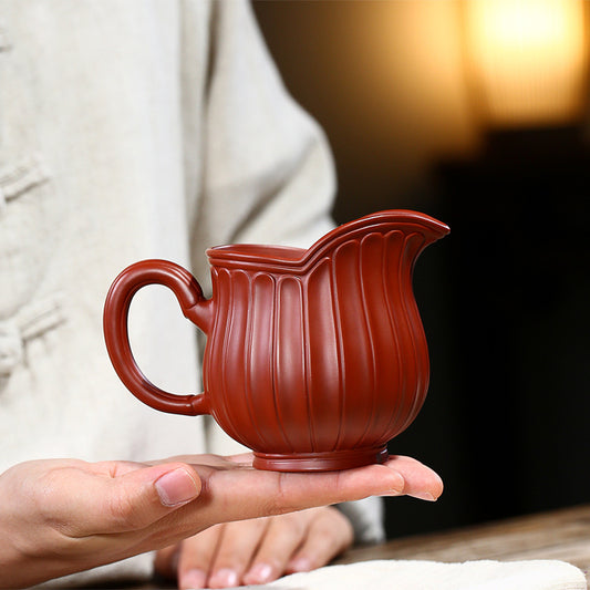 宜兴紫砂茶具260CC品质款分茶器 大红袍菊瓣公道杯纯手工制作