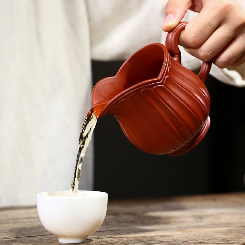 宜兴紫砂茶具260CC品质款分茶器 大红袍菊瓣公道杯纯手工制作