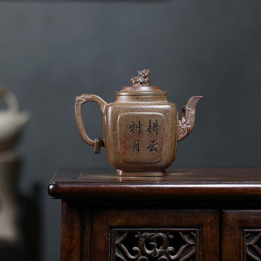 Handmade Yixing purple sand teapot with elegant design, perfect for Kung Fu tea sets and dropshipping.