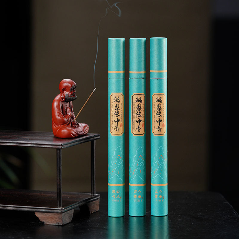 Handmade Yixing purple sand tea pet sculpture with incense, paired with traditional tea accessories, enhancing tea culture.