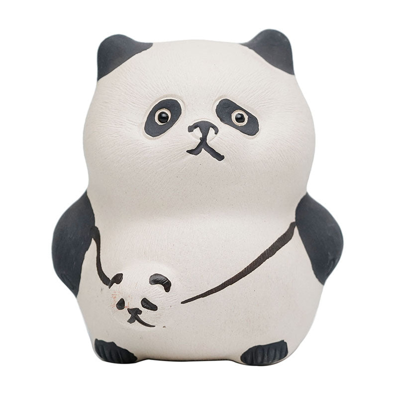 Handmade Yixing purple sand panda ornament, cute ceramic tea pet, ideal for tea lovers and creative decor.