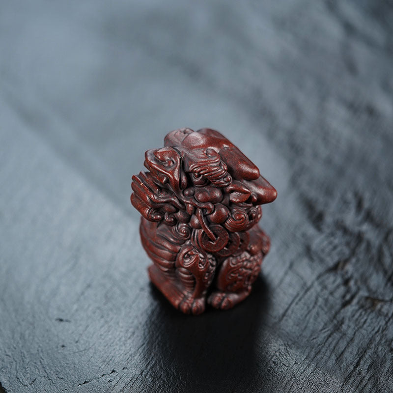 Handmade Yixing purple clay Kirin tea pet, original purple sand ornament for tea ceremonies and home decor.