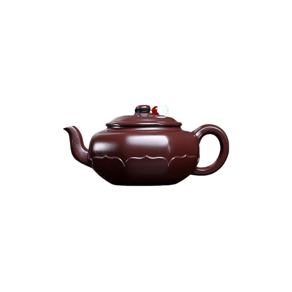 Handmade Yixing purple sand teapot in rich brown, featuring classic design and original craftsmanship for kung fu tea.