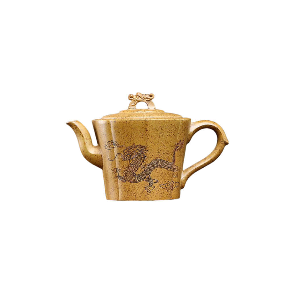 Handmade Yixing purple sand teapot featuring a dragon design, perfect for kung fu tea set enthusiasts.