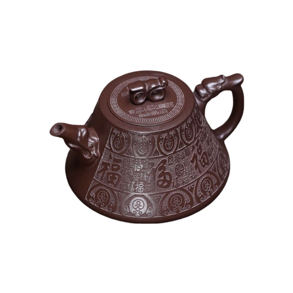 Handmade Yixing purple sand teapot featuring intricate designs, ideal for home kung fu tea sets.