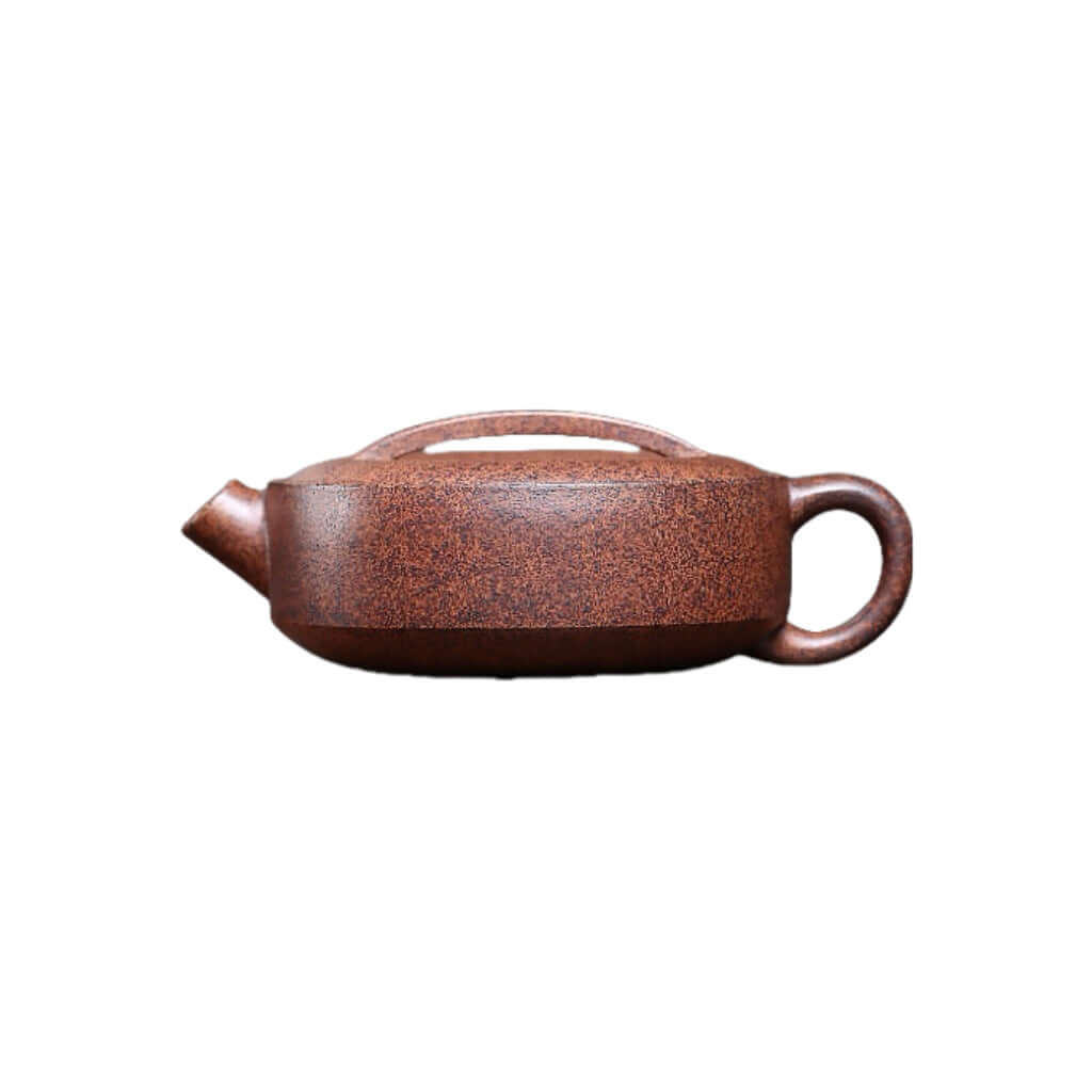 Handmade Yixing purple sand teapot with unique mineral texture, perfect for Kung Fu tea brewing at home.