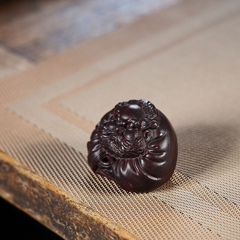 Handmade Yixing purple sand Daruma incense insert, beautifully carved fitness handball gift for tea lovers.