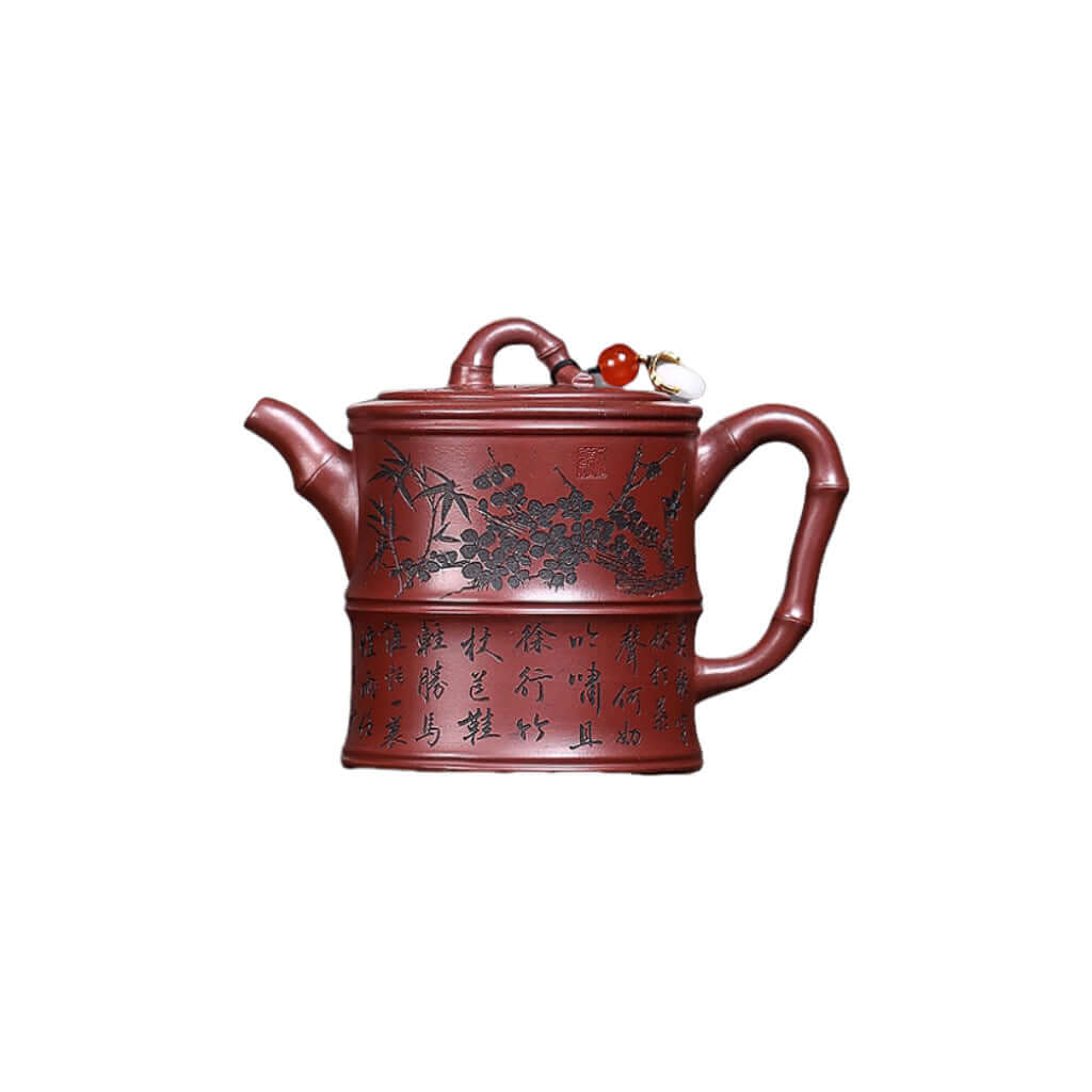 Handmade Yixing purple sand teapot with intricate design, perfect for Kung Fu tea set and dropshipping.