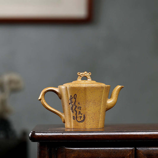 Handmade Yixing purple sand teapot with unique design, showcasing craftsmanship and original purple clay materials.