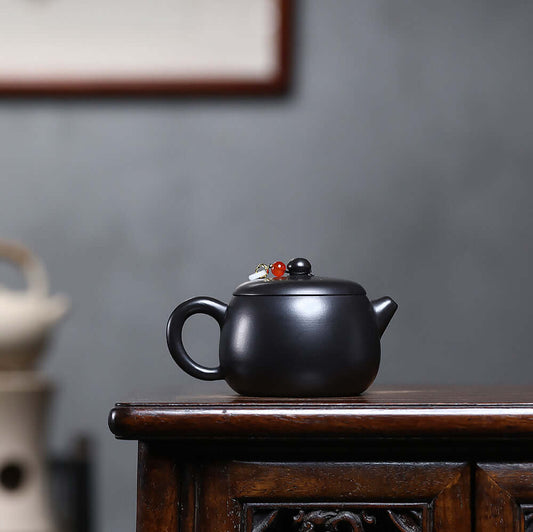 Handmade Yixing purple sand teapot, original mineral Da Hong Pao design, perfect for Kung Fu tea ceremony.