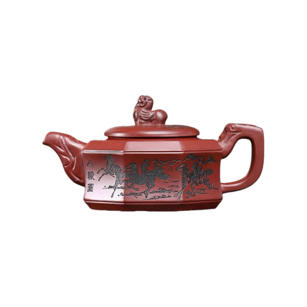 Handmade Yixing purple sand teapot with dragon design, crafted from raw ore, ideal for kung fu tea set.
