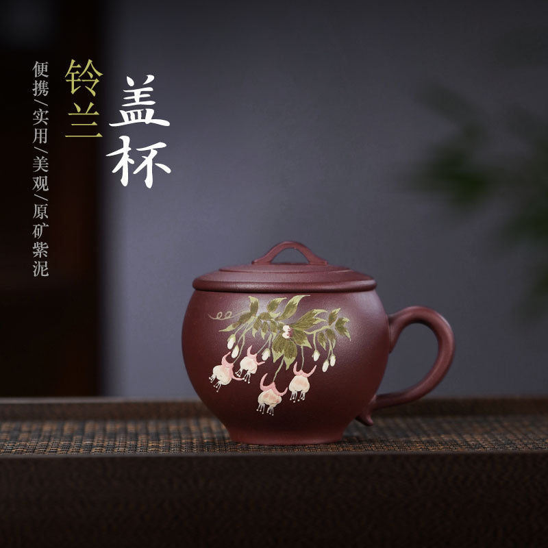Handmade Yixing purple sand teapot with floral design, original purple clay 150cc, perfect for kung fu tea.