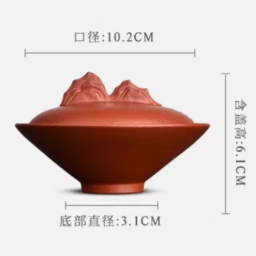 宜兴全纯手工原矿紫砂朱泥85CC盖碗茶杯单个高档带盖子防烫泡茶茶具