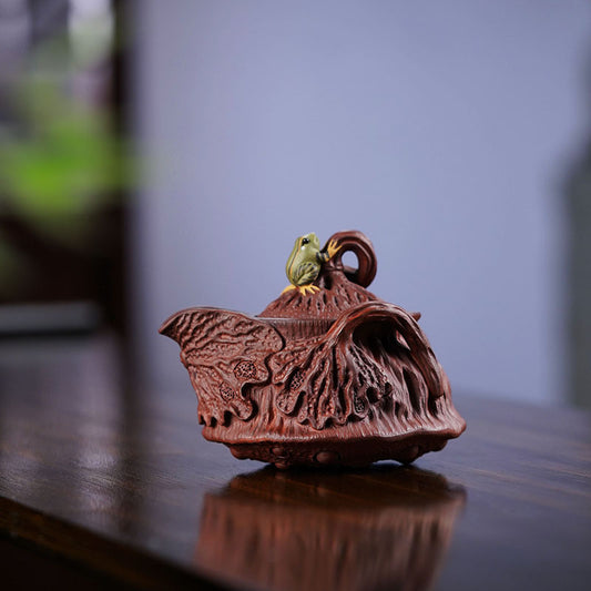 热销全手工莲蓬手抓壶140CC高档紫泥茶壶高水波新款公道杯盖碗茶具精品