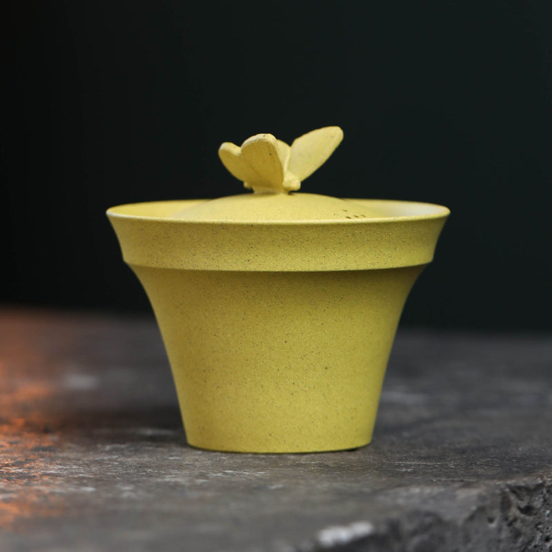 宜兴原矿紫砂杯二才盖碗120CC/100CC品茗杯葫芦蝴蝶主人杯分茶器功夫茶具泡茶