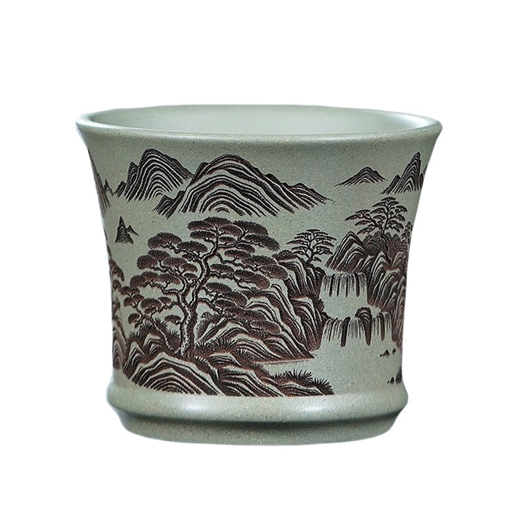 壶芝宴宜兴紫砂功夫茶具品茗杯青花主人杯单杯手绘品茗杯