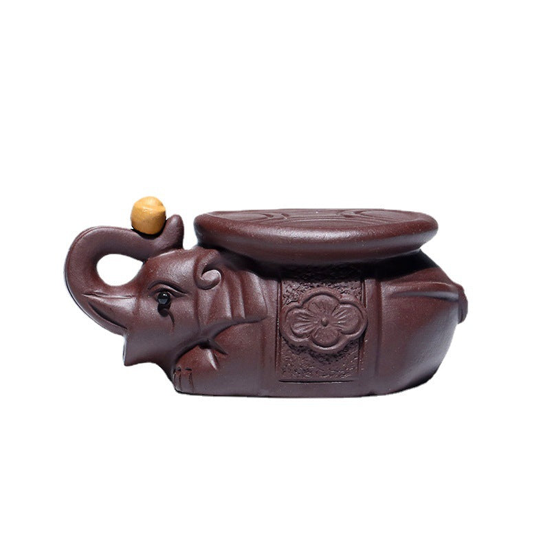 茶宠批发宜兴紫砂大象茶壶盖托摆件元宝创意可养雕塑杂件茶具礼品