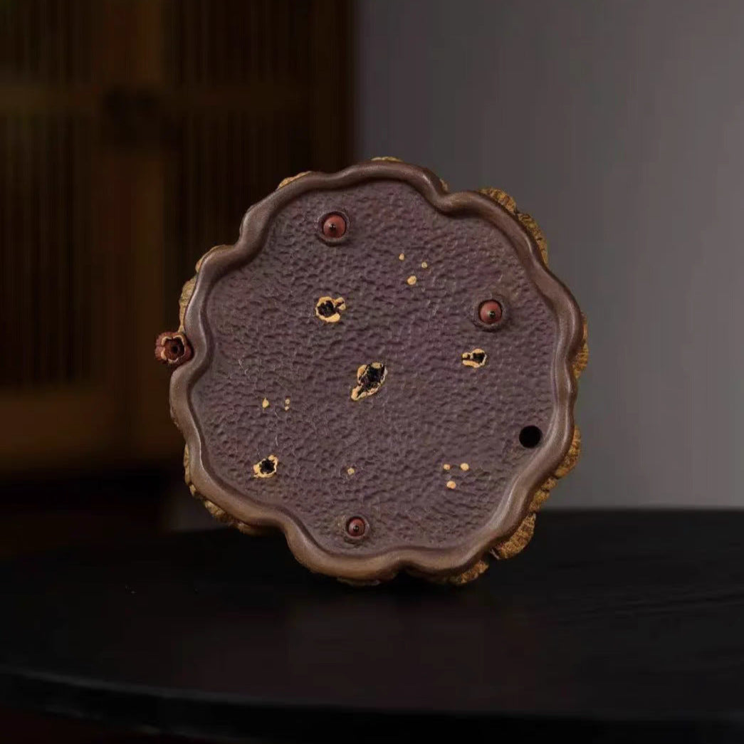 宜兴紫砂【莲蓬荷花壶承壶托】直径18CM创意可储水可做香插复古风茶盘茶具