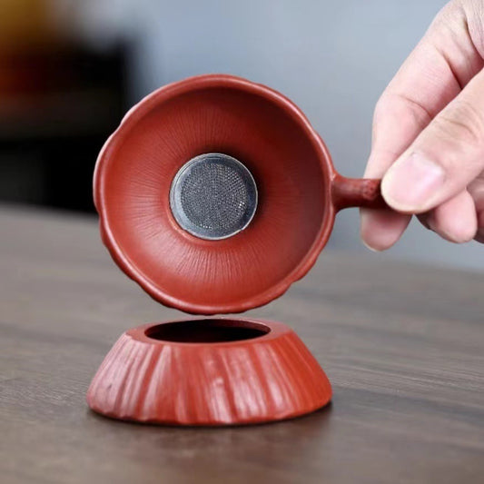 宜兴原矿紫砂茶道配件过滤器 茶滤大红袍紫泥莲蓬茶漏