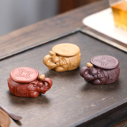 茶宠批发宜兴紫砂大象茶壶盖托摆件元宝创意可养雕塑杂件茶具礼品