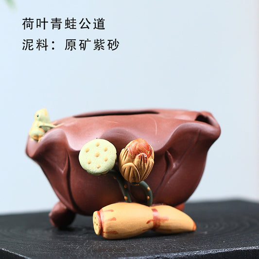 宜兴原矿青段泥防烫莲蓬手抓壶260CC家用功夫茶具单壶加厚紫砂盖碗