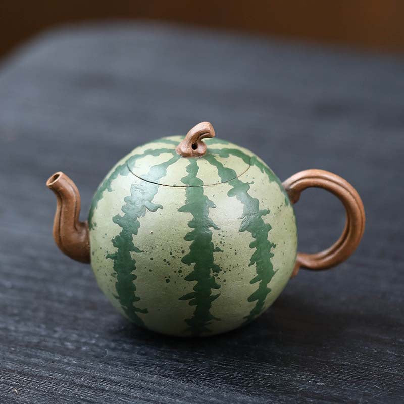 宜兴紫砂壶仿生西瓜壶降坡泥功夫茶具套装家用小品薄胎泡茶壶批发