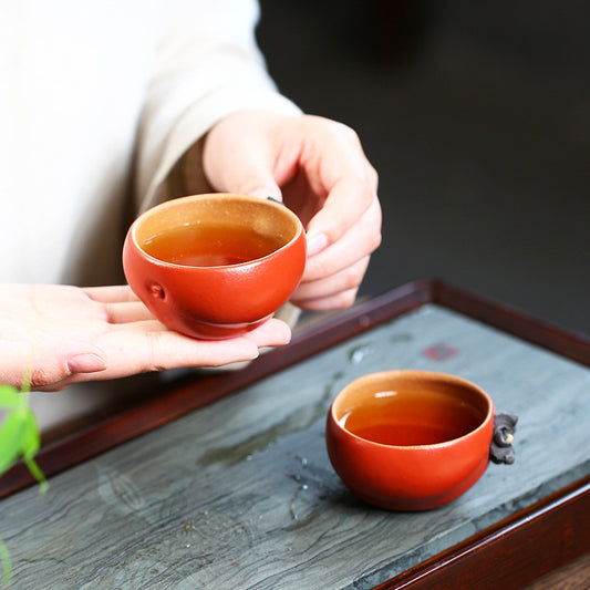 90CC紫砂柿子主人杯仿生器品茗杯茶碗盖碗事事如意杯花器茶具宜兴批发