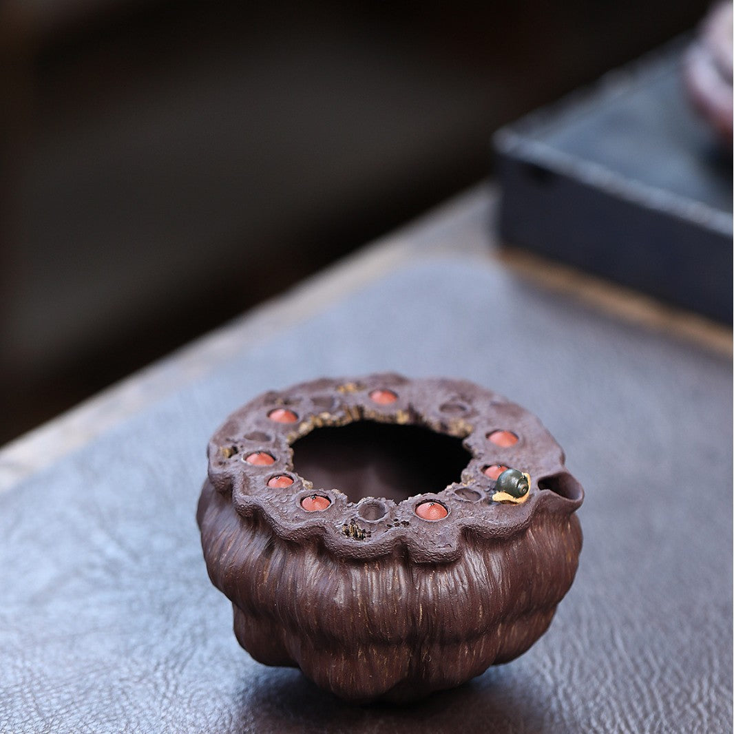 宜兴紫砂好运连连品茗杯莲蓬莲子主人杯公道杯原矿手工创意仿生器