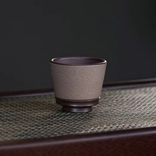 宜兴紫砂茶具 原矿紫泥泥料粉浆手绘白牡丹花主人杯品茗杯130毫升