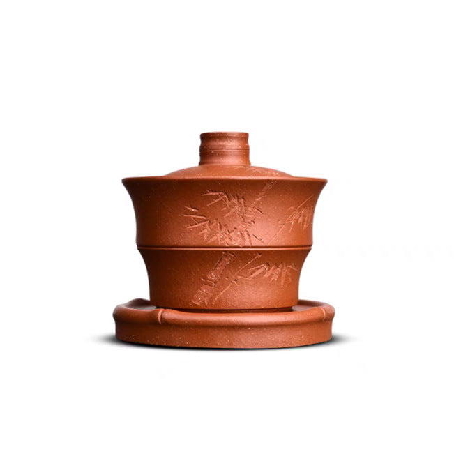 全纯手工紫砂高档三才盖碗茶杯180CC单个高档盖子茶具套装中国风不烫手