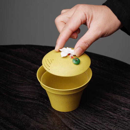 原矿紫砂精品茶具手工茶杯盖碗 套组 泡茶碗杯 玉兰花蝴蝶葫芦