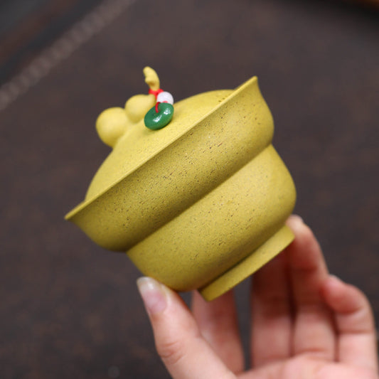 宜兴原矿紫砂杯二才盖碗120CC/100CC品茗杯葫芦蝴蝶主人杯分茶器功夫茶具泡茶