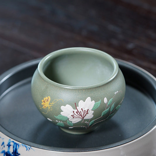 壶芝宴宜兴手工紫砂山水主人杯花趣杯大口品茗杯功夫茶杯