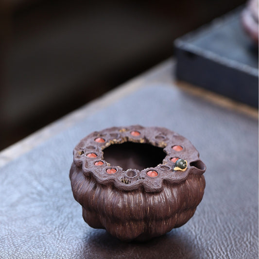 宜兴紫砂好运连连品茗杯莲蓬莲子主人杯公道杯原矿手工创意仿生器