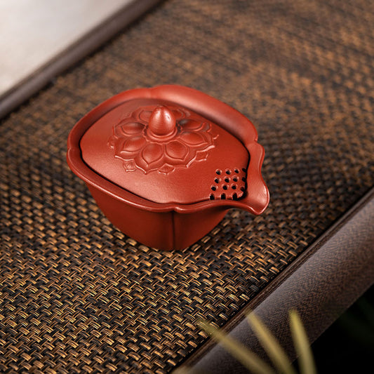 菱花盖碗批发茶具200CC原矿朱泥紫砂杯子厂家茶具精品手工正品