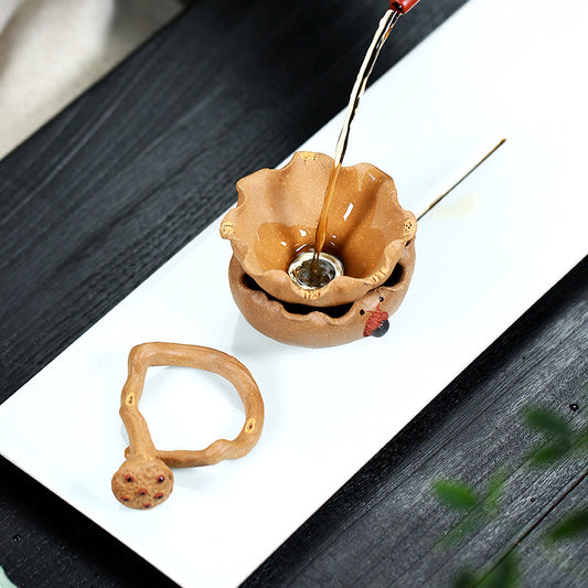 宜兴紫砂荷叶茶漏全手工茶滤网孔过滤器功夫茶具茶壶配件莲子莲蓬