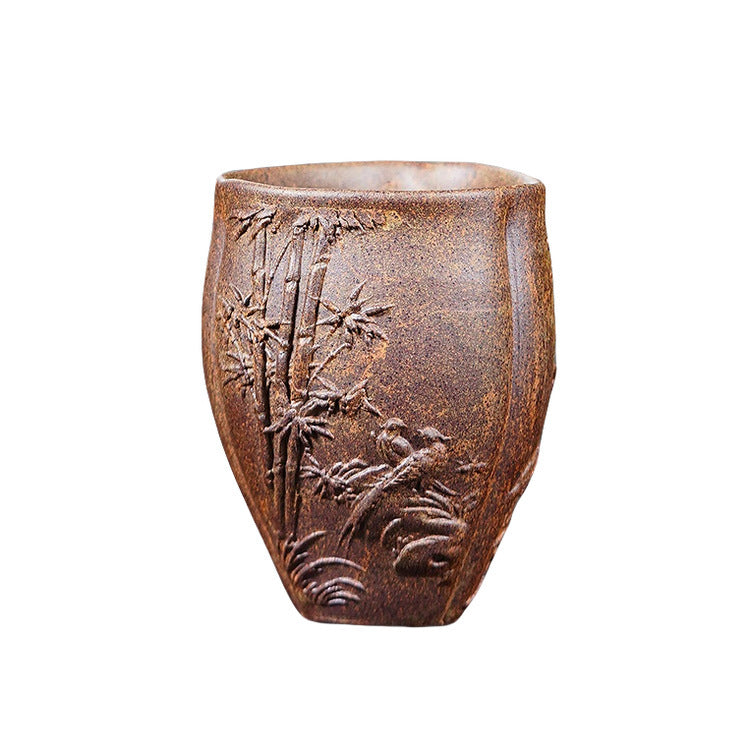 壶芝宴紫陶主人茶杯单个手工品茗杯陶瓷复古紫砂泡茶具高档摆件