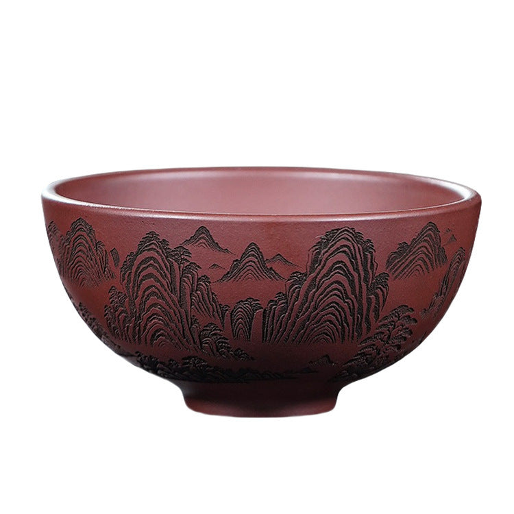 壶芝宴宜兴原矿紫砂高端主人杯方杯秋水静亭山水茶杯手工茶具