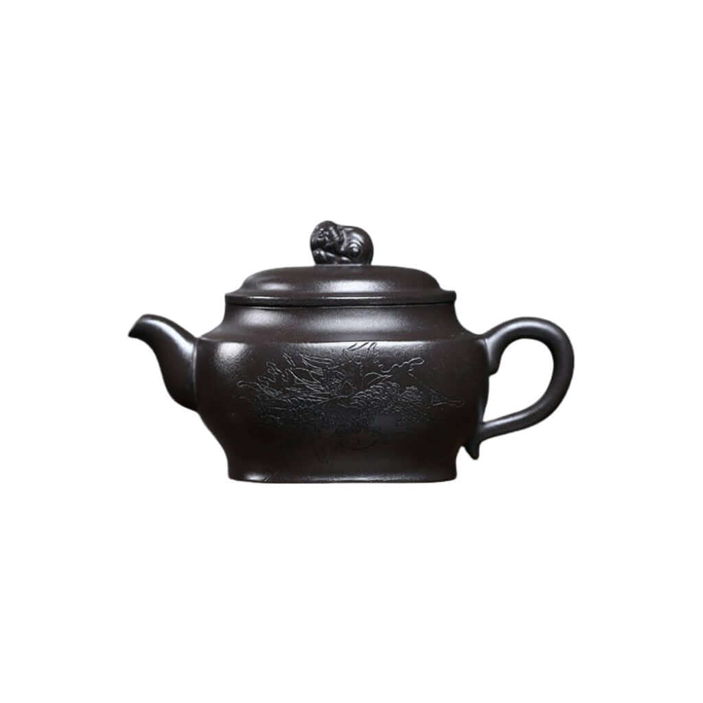 Handmade Yixing purple sand teapot, original mineral black clay, ideal for kung fu tea set.