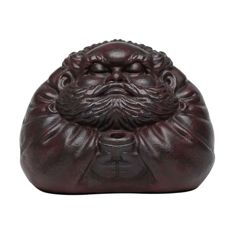 Handmade Yixing purple sand Daruma incense insert, beautifully carved health ball, great gift option.