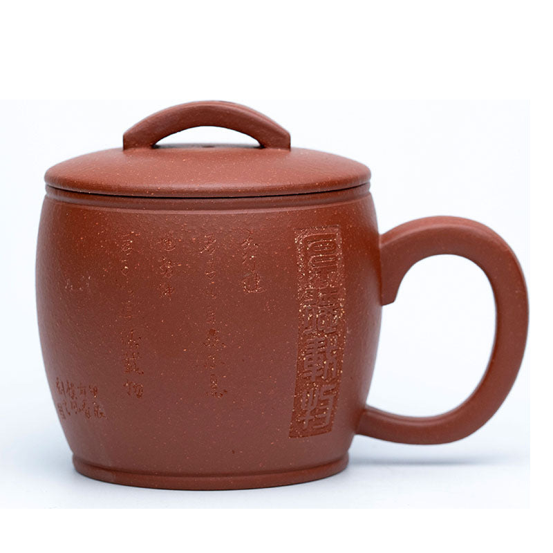 Handmade Yixing purple sand teapot cup, authentic craft with lid, ideal for tea enthusiasts, unique office tea set.