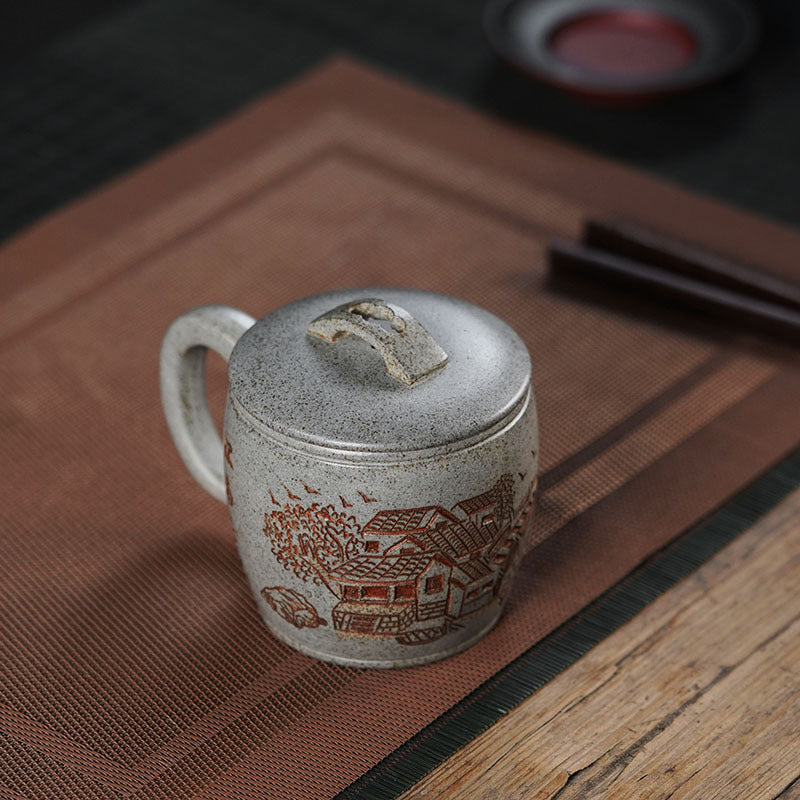 Handmade Yixing purple sand teapot featuring traditional Jiangnan design, crafted from original high-temperature raw clay.