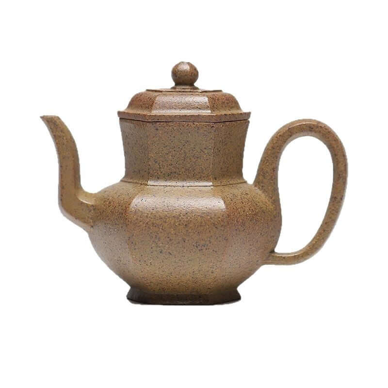 Handmade Yixing purple sand teapot, square pot design, crafted with original purple sand, perfect for household use.