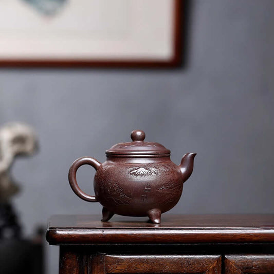 Handmade Yixing purple sand teapot with traditional design, perfect for household tea sets and collectors.