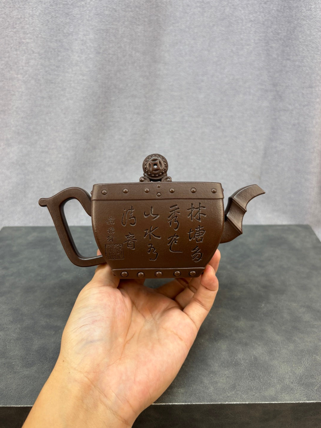 程辉大师《四方石鼓》收藏级重器 原矿极品老紫泥·380cc