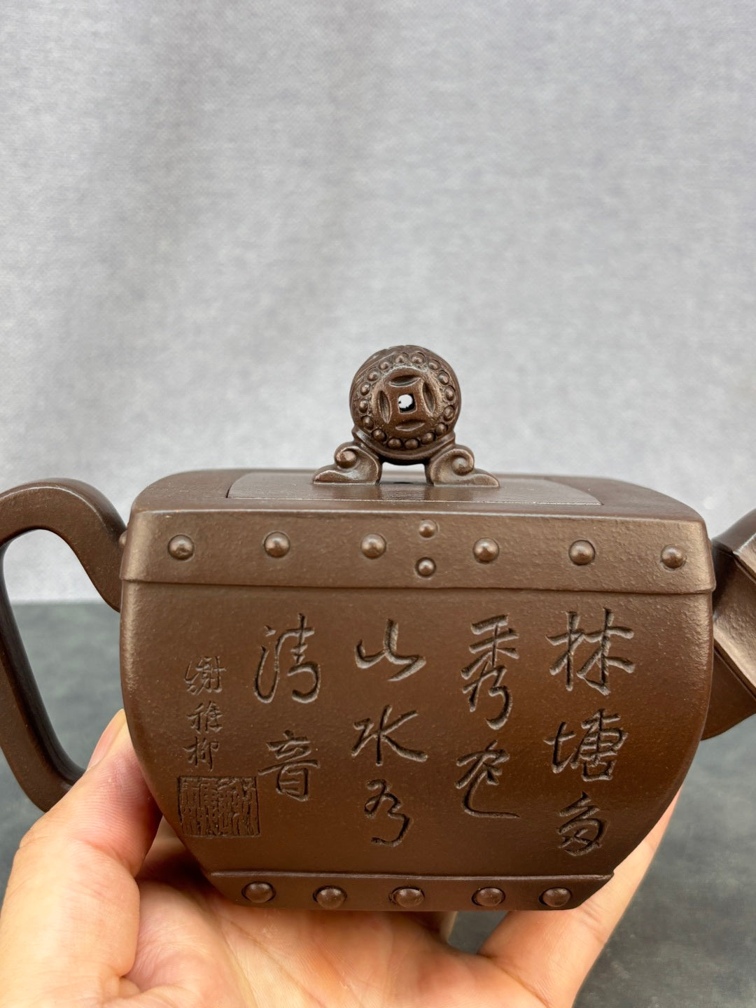程辉大师《四方石鼓》收藏级重器 原矿极品老紫泥·380cc
