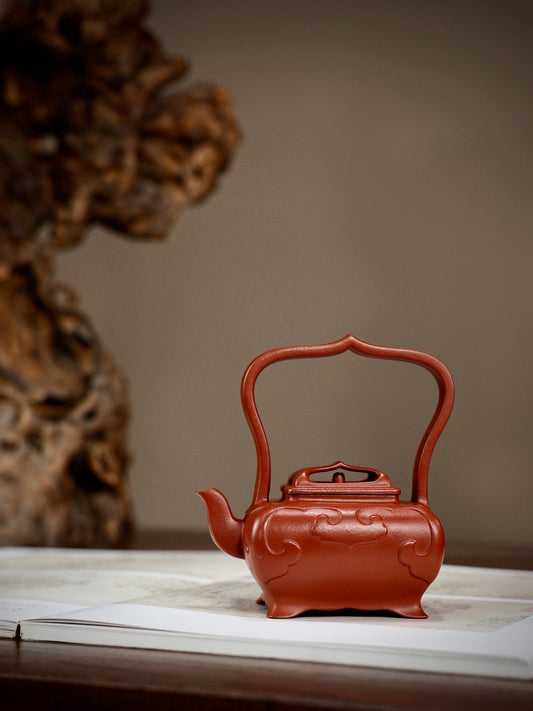 【清韵提梁·】高难度·特惠 原矿朱泥 容量360cc 壶身四方 大气端庄